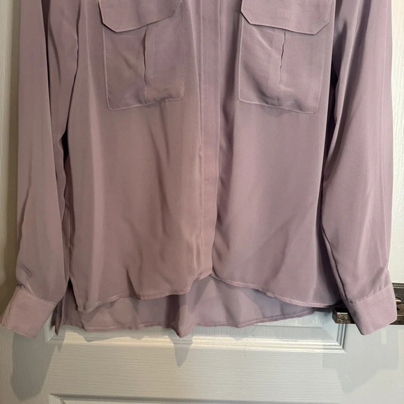 Silence + Noise Lilac High Low Sheer Utility Split Hem Button  Up Blouse Sz L - Picture 6 of 16